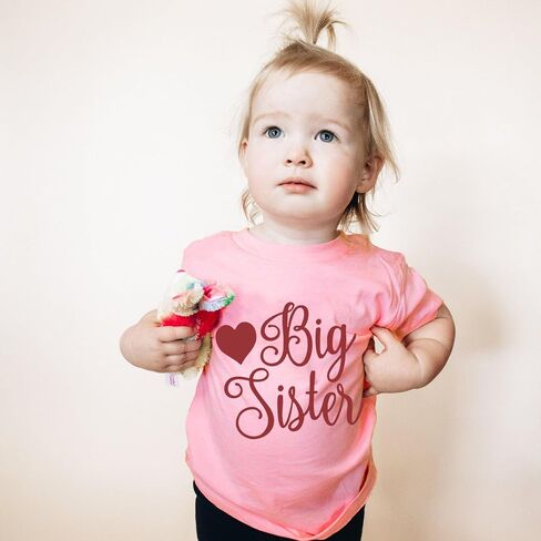 Big Sister Shirt Toddler Girls T-Shirts Promoted to Best Big Sister Announcement Tees Little Kids Mermaid Top White Pink 2-7T in Saudi Arabia