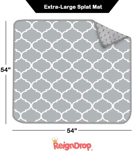 54" XL Splat Mat for Under High Chair- Creative Design for Art Floor Cover, Food Spills for Baby or Toddler. Non Slip, Waterproof, Machine Washable, Durable, Reusable (Fun and Educational) in Saudi Arabia