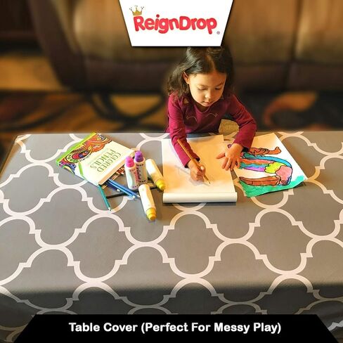 54" XL Splat Mat for Under High Chair- Creative Design for Art Floor Cover, Food Spills for Baby or Toddler. Non Slip, Waterproof, Machine Washable, Durable, Reusable (Fun and Educational) in Saudi Arabia