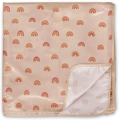 Tiny Twinkle Splat Mat for Under High Chair or Table | 44" x 44" Waterproof & Mess-Proof High Chair Mat for Baby, Machine Washable for Mealtime or Art(Beige Checkers) in Saudi Arabia