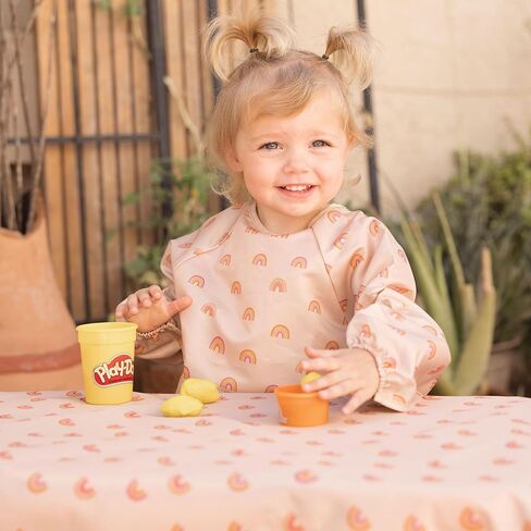 Tiny Twinkle Splat Mat for Under High Chair or Table | 44" x 44" Waterproof & Mess-Proof High Chair Mat for Baby, Machine Washable for Mealtime or Art(Beige Checkers) in Saudi Arabia