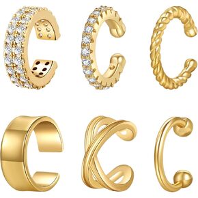 PRETOLE Ear Cuff Earrings for Women 14K Gold Plated Ear Cuff Earrings with Cubic Zirconia Clip On Fake Helix Cartilage Earring Non Pierced Cuff Earrings for Girls in Kuwait