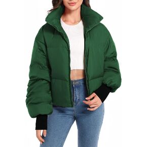 Orolay Womens Winter Oversized Short Down Jacket Crop Zip Puffer Coat