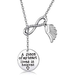Memorial Jewelry Sympathy Gift A Piece of My Heart Lives In Heaven Lariat Y Necklace Loss Jewelry Gift in Saudi Arabia