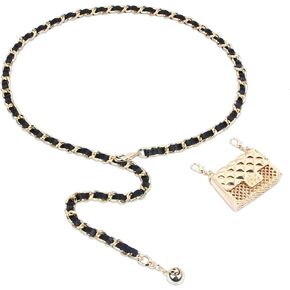 mengsilong Simple Metal Chain Belt,Waist Chain for Women Adjustable Body Chain Belt Metal Belly Belt for Pants Dresses