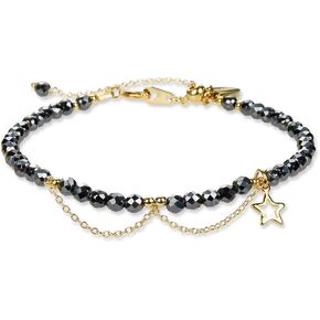 Morchic 3mm Gemstone Faceted Beads Womens Strand Bracelet, Easy Adjustable 7-9 Inch Birthday Gift