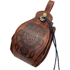 HiiFeuer Medieval Faux Leather Pouch, Portable Drawstring Purse, Vintage Belt Pouch Dice Bag For LARP Ren Faire in Saudi Arabia