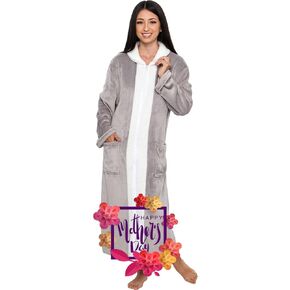 رداء نسائي من صوف الشيربا من Silver Lilly بسحاب - معطف منزلي طويل فاخر in Kuwait