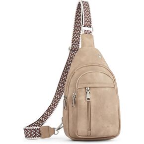 BOSTANTEN Sling Bag Cross Body Bag Trendy Leather Crossbody Purse Chest Bag with Adjustable Guitar Strap for Travel