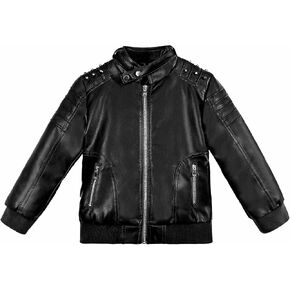 Volunboy Boys Leather Jacket Kids Fall Motorcycle Faux Pu Coats Spring Outerwear 4T to 11 Years in Kuwait