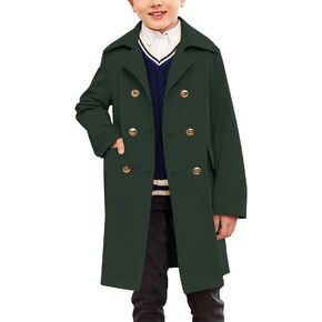 Makkrom Kids Boys Classic Trench Coat Double Breasted Toddler Baby Long Jacket Breasted Peacoat Fall Winter Outwear Coats