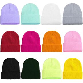 Extpro 12 Pack Beanie Hat Bulk Knitted Candy Color Cuffed Skull Cap for Women Men Teens in Saudi Arabia