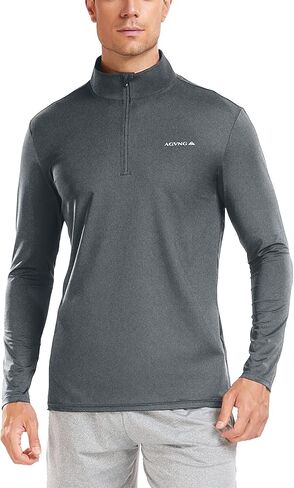 AGVNG بلوفر رجالي خفيف الوزن بسحاب 1/4 قمصان مطاطية فتل الرطوبة للجري والصيد والمشي لمسافات طويلة قميص رياضي من الجيرسيه in Kuwait