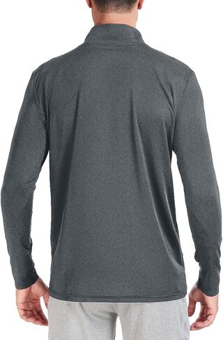 AGVNG بلوفر رجالي خفيف الوزن بسحاب 1/4 قمصان مطاطية فتل الرطوبة للجري والصيد والمشي لمسافات طويلة قميص رياضي من الجيرسيه in Kuwait