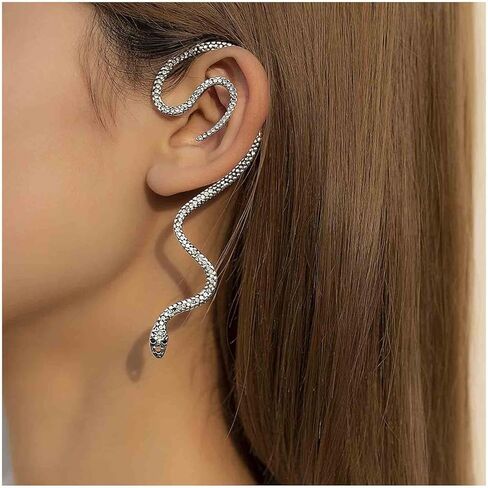 Yheakne Punk Snake Ear Climber Earrings Gold Snake Ear Cuff Wrap Earrings Gothic Serpent Earrings Snake Crawler Earrings Fake Piercing Earrings Cool Animal Jewelry for Women and Girls Halloween gifts (Gold) in Kuwait