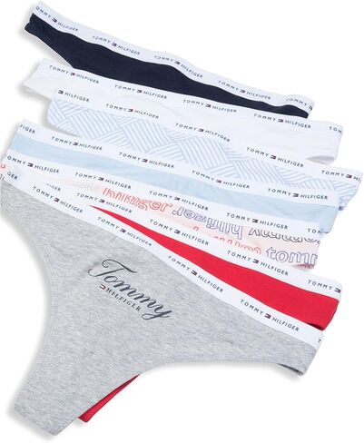 Tommy Hilfiger Women's Cotton Fabric Thong Underwear Panties, 7 Pack in Saudi Arabia