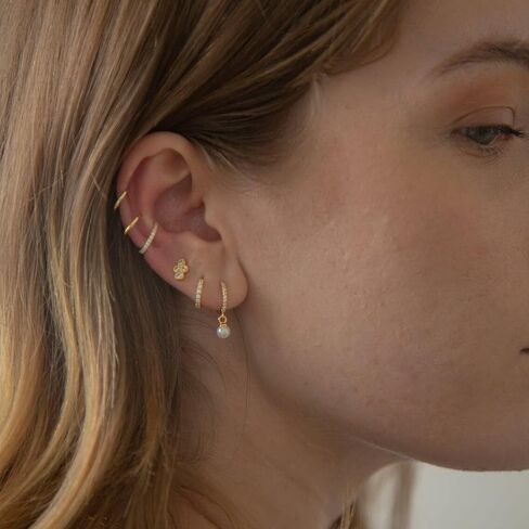 PRETOLE Ear Cuff Earrings for Women 14K Gold Plated Ear Cuff Earrings with Cubic Zirconia Clip On Fake Helix Cartilage Earring Non Pierced Cuff Earrings for Girls in Kuwait