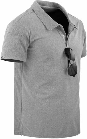تي شيرت بولو تكتيكي للأداء الخارجي للرجال من LAIWANG بأكمام قصيرة وممتص للرطوبة، تي شيرت رياضي للجولف والتنس in Kuwait