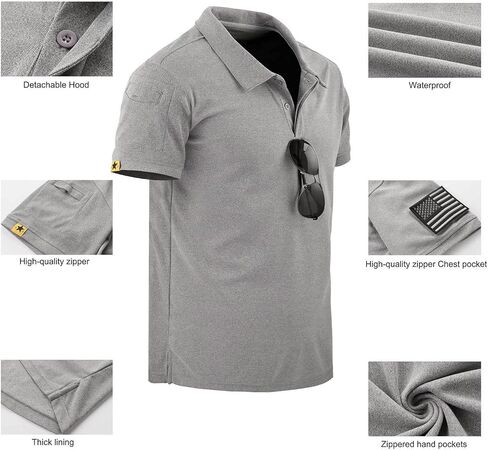 تي شيرت بولو تكتيكي للأداء الخارجي للرجال من LAIWANG بأكمام قصيرة وممتص للرطوبة، تي شيرت رياضي للجولف والتنس in Kuwait