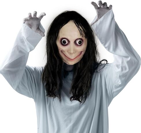 قناع هالوين ديمي شاركي التنكري المخيف للحفلات التنكرية للنساء كوزبلاي برانك لاتكس للبالغين تحدي مخيف ألعاب شرير لاتكس in Kuwait