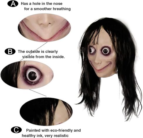 قناع هالوين ديمي شاركي التنكري المخيف للحفلات التنكرية للنساء كوزبلاي برانك لاتكس للبالغين تحدي مخيف ألعاب شرير لاتكس in Kuwait