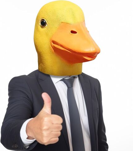 قناع بطة هالفورد، قناع رأس كامل على شكل بطة صفراء لطيفة، قناع وجه حيوان فاخر من اللاتكس المضحك، دعائم الحفلات التنكرية للبالغين in Kuwait