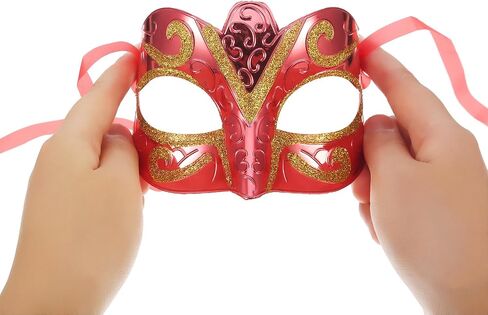 Bememo 12 Pieces Mardi Gras Masks Shining Plated Gold Masquerade Mask Wedding Props Party Costume Accessory in Saudi Arabia