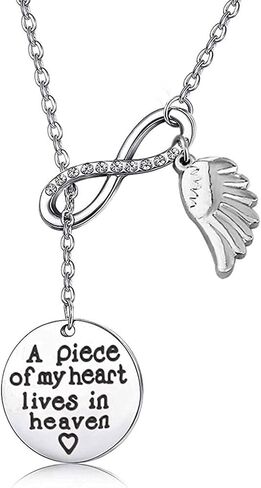 Memorial Jewelry Sympathy Gift A Piece of My Heart Lives In Heaven Lariat Y Necklace Loss Jewelry Gift in Kuwait