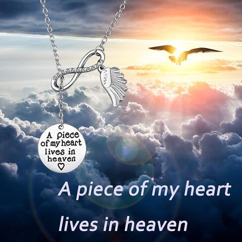 Memorial Jewelry Sympathy Gift A Piece of My Heart Lives In Heaven Lariat Y Necklace Loss Jewelry Gift in Kuwait