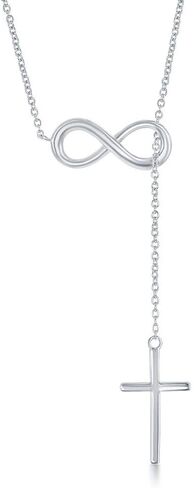 Beaux Bijoux Sterling Silver Gold Plated Cross Infinity Necklace for Women | Lariat Cross Necklace | Communion Confirmation Gift | Silver or Gold Cross Infinity Pendant for Girls in Kuwait