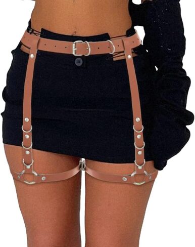 Asooll Punk Thigh Chain Leather Leg Body Chain Gothic Leg Garter Harness Belt Fashion Beach Club Rave Party Body Accessories Jewelry for Women and Girls in Saudi Arabia