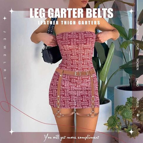 Asooll Punk Thigh Chain Leather Leg Body Chain Gothic Leg Garter Harness Belt Fashion Beach Club Rave Party Body Accessories Jewelry for Women and Girls in Saudi Arabia