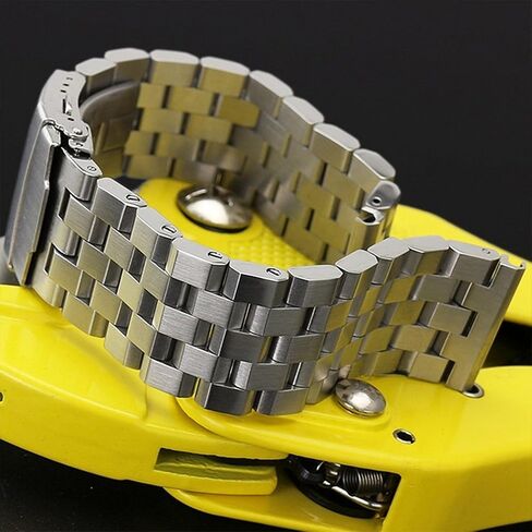 Hstrap نحى الفضة 316L الصلبة الفولاذ المقاوم للصدأ حزام (استيك) ساعة سوار حزام 20 مللي متر/22 مللي متر/24 مللي متر قفل مزدوج المشبك للرجال والنساء in Kuwait