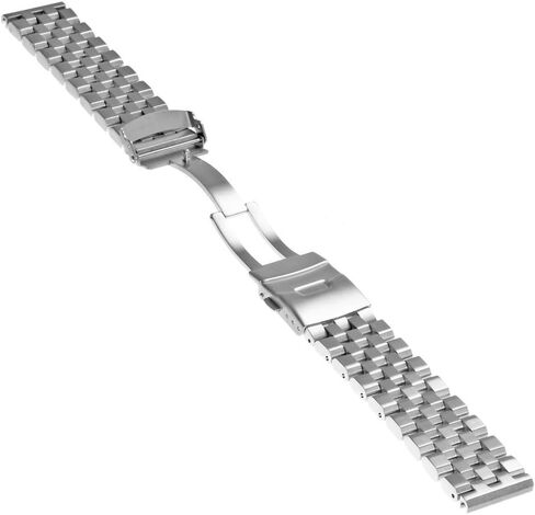 Hstrap نحى الفضة 316L الصلبة الفولاذ المقاوم للصدأ حزام (استيك) ساعة سوار حزام 20 مللي متر/22 مللي متر/24 مللي متر قفل مزدوج المشبك للرجال والنساء in Kuwait