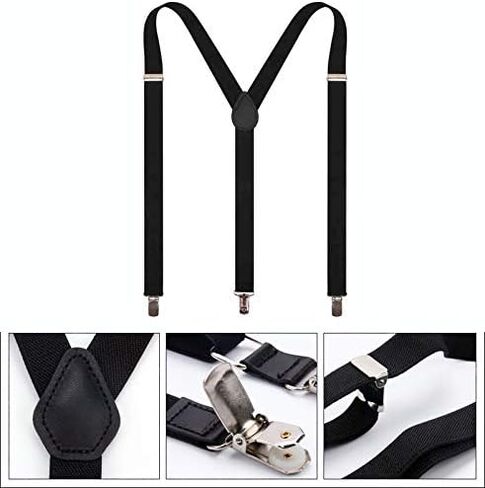 Women's Y Style with 3 Clips Suspenders Adjustable Elastic Braces Black in Kuwait