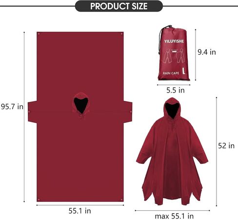 Unisex Rain Poncho for Adults, Hooded Waterproof Raincoat Jacket for Hiking, Camping and Outdoor in Saudi Arabia