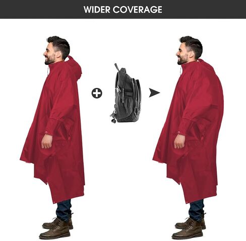 Unisex Rain Poncho for Adults, Hooded Waterproof Raincoat Jacket for Hiking, Camping and Outdoor in Saudi Arabia