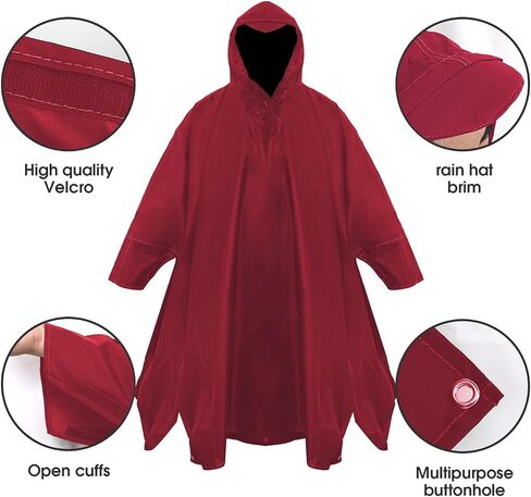 Unisex Rain Poncho for Adults, Hooded Waterproof Raincoat Jacket for Hiking, Camping and Outdoor in Saudi Arabia