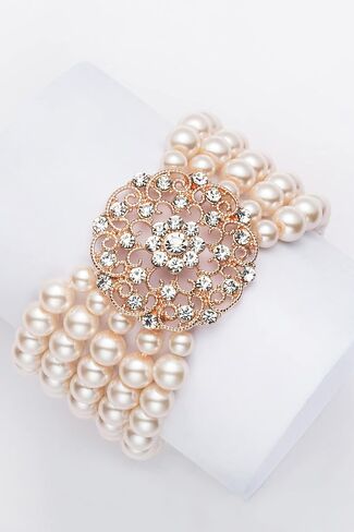 BABEYOND 1920s Flapper Imitation Pearl Bracelet Great Gatsby Elastic Pearl Bracelet Roaring 20s Accessories Jewelry 5 Rows in Saudi Arabia