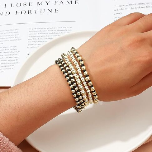 Colorful Beaded Bracelets for Women Heishi Bracelet Set Gold Bead Bracelets Resin Acrylic Bangle Bracelets Stackable Stretch Strand Bracelet in Kuwait