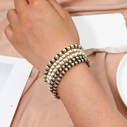 Colorful Beaded Bracelets for Women Heishi Bracelet Set Gold Bead Bracelets Resin Acrylic Bangle Bracelets Stackable Stretch Strand Bracelet in Kuwait