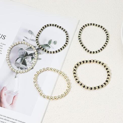 Colorful Beaded Bracelets for Women Heishi Bracelet Set Gold Bead Bracelets Resin Acrylic Bangle Bracelets Stackable Stretch Strand Bracelet in Kuwait
