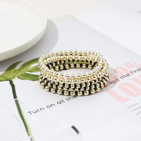 Colorful Beaded Bracelets for Women Heishi Bracelet Set Gold Bead Bracelets Resin Acrylic Bangle Bracelets Stackable Stretch Strand Bracelet in Kuwait