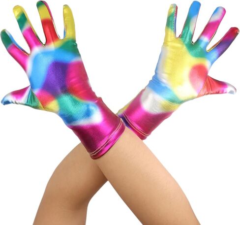 Aniler Unisex Shiny Metallic Wrist Length 1980s Costume Party Gloves in Saudi Arabia