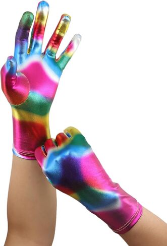 Aniler Unisex Shiny Metallic Wrist Length 1980s Costume Party Gloves in Saudi Arabia