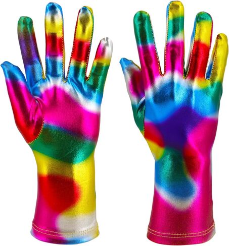 Aniler Unisex Shiny Metallic Wrist Length 1980s Costume Party Gloves in Saudi Arabia