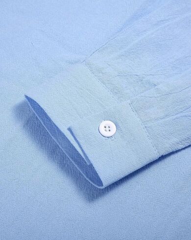 قميص Jacansi رجالي من الكتان Henley بأكمام طويلة كاجوال من القطن الهبي للشاطئ Henley in Kuwait