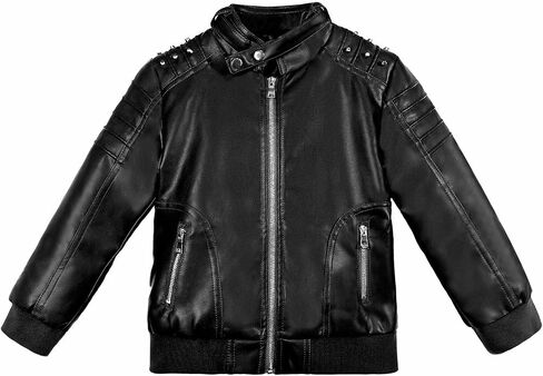 Volunboy Boys Leather Jacket Kids Fall Motorcycle Faux Pu Coats Spring Outerwear 4T to 11 Years in Kuwait