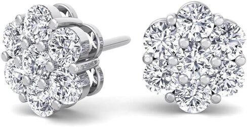 Large White Gold Sterling Silver Iced Cz Flower Cluster Hip Hop Stud Earrings in Saudi Arabia