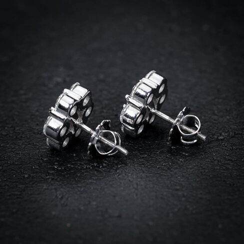 Large White Gold Sterling Silver Iced Cz Flower Cluster Hip Hop Stud Earrings in Saudi Arabia